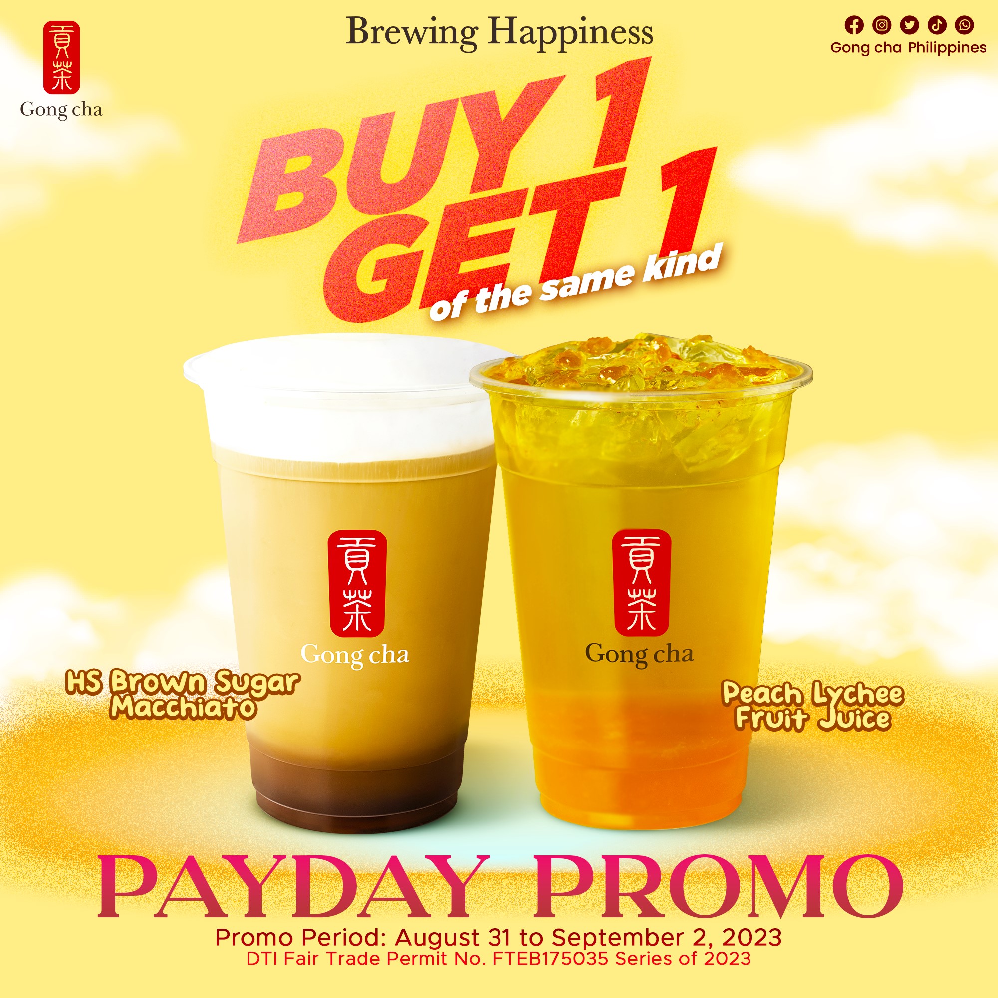 BUY 1 GET 1 PROMO AUG 31 SEPT 2 2023 Gong cha Philippines