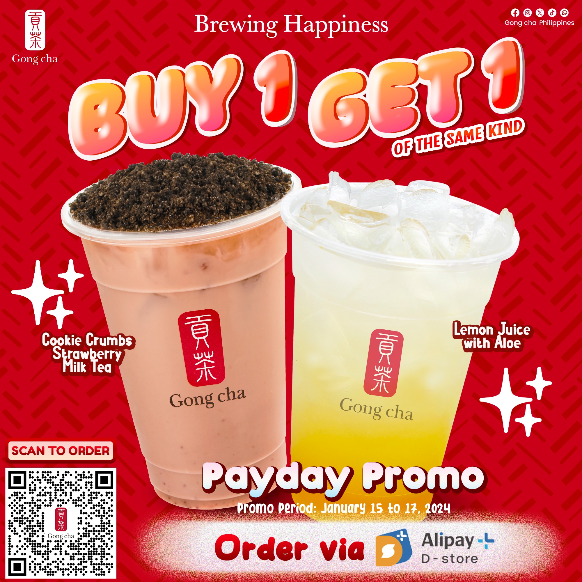 BUY 1 GET 1 PROMO JANUARY 15 17 2024 Gong cha Philippines